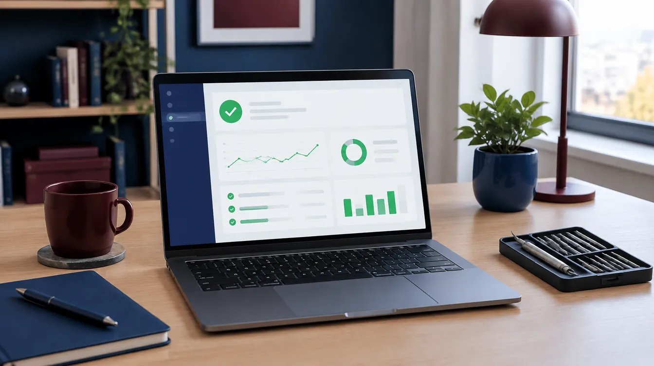 Laptop mit Übersicht zum Zustand einer Website